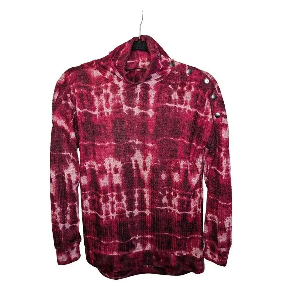 French Laundry Women’s Tie Dye Turtleneck Top Buttons on Shoulder Women's Size S